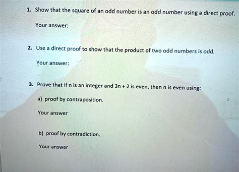 Use a direct proof to show that the product of two odd numbers is odd.
